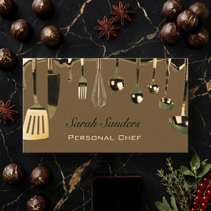 Chic glam Personal Chef Catering Gold Business Card