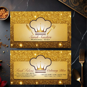 Chic glam Personal Chef Catering Gold Glitter Business Card