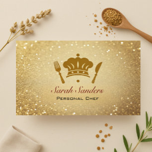 Chic glam Personal Chef Catering Gold Glitter Business Card