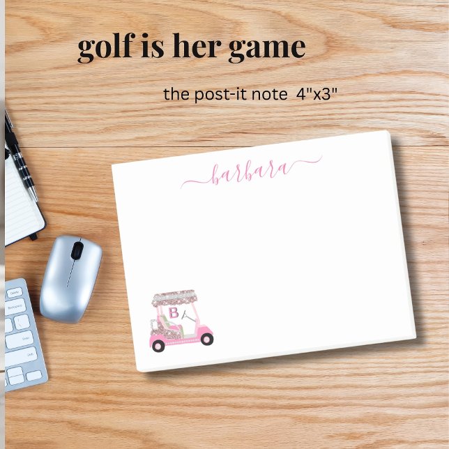 Chic Glam Personalised Golf Gal Golf Cart  Post-it Notes (Creator Uploaded)