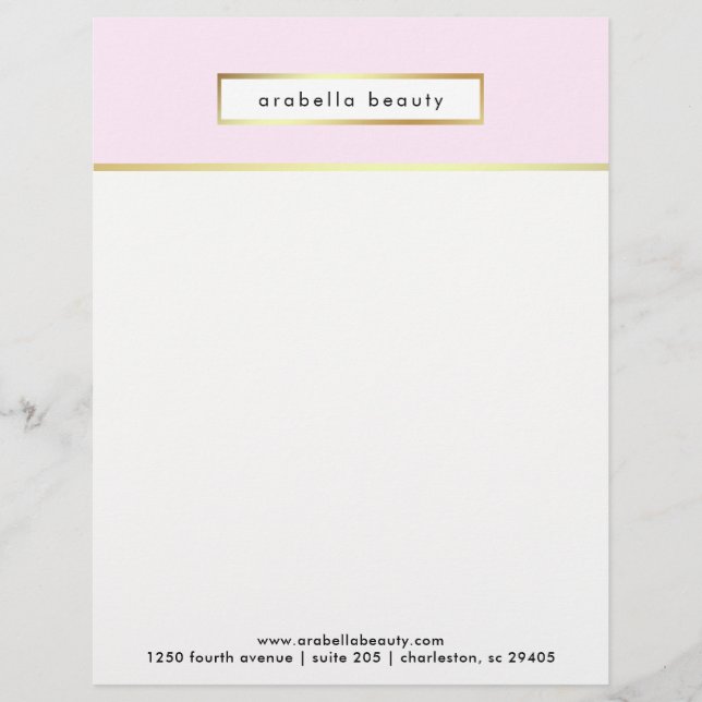 Chic Glam Pink and Faux Gold Business Letterhead Template (Front)