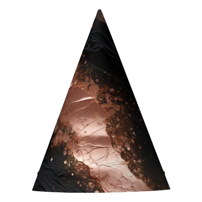 Chic Glam Rose Gold Black Birthday Party Hat (Front)