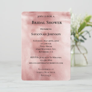 Chic Glam Rose Gold Blush Pink Bridal Shower Invitation