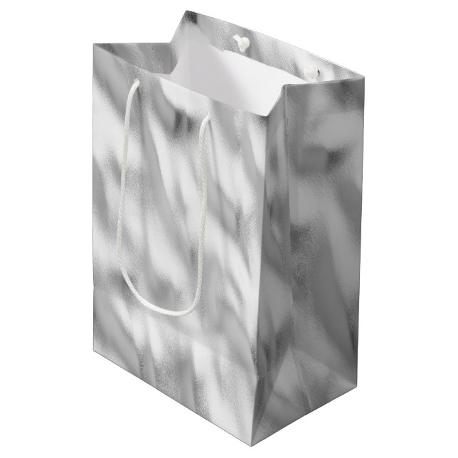 Chic Glam Silver Christmas Medium Gift Bag (Front Angled)
