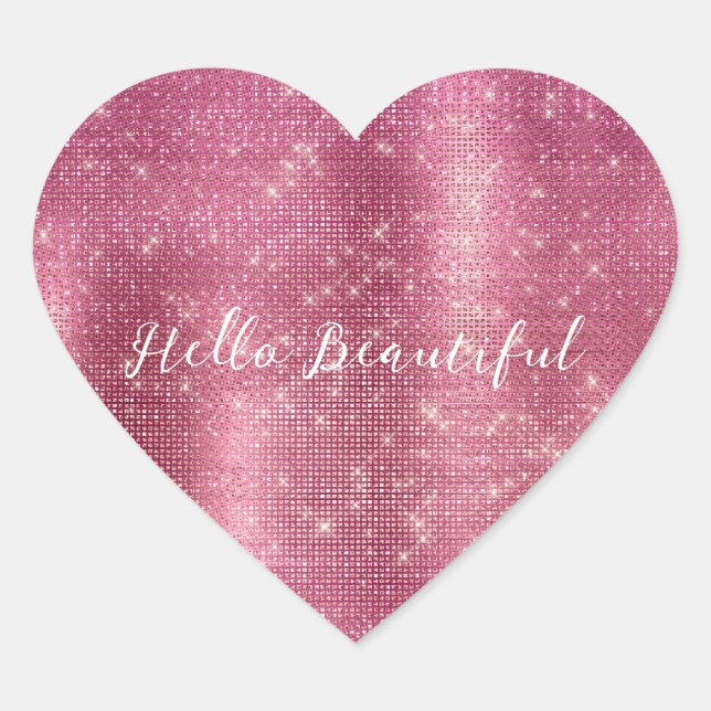 Chic Glam Silver Pink Sparkle and Black Heart Sticker (Front)