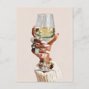 Chic Glam Wine Vibes Invitation Postcard