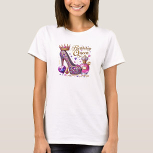 Chic glamour diamond high heel birthday queen T-Shirt