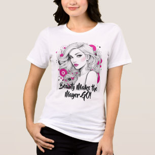Chic Glamour Portrait with Pink Accents Tri-Blend Shirt