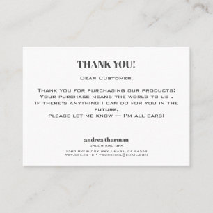 Chic Glitter  Bokeh  Thank you for your purchase Business Card