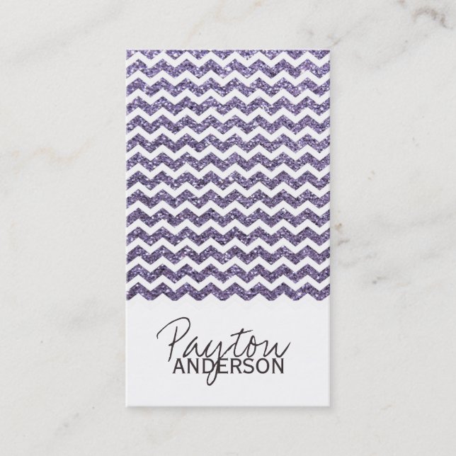 Chic Glitter Chevron Business Card Template (Front)