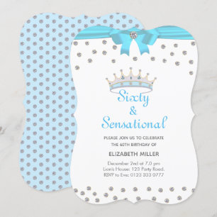 Chic Glitter Diamond Crown Sixty & Sensational Invitation