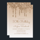 Chic Glitter Drip Gold 30th Birthday Party Invitation<br><div class="desc">This trendy 30th birthday invitation features a sparkly gold faux glitter drip border and ombre background. The words "30th Birthday" and the name of the guest of honour appear in casual gold handwriting script, with the rest of the customisable text in gold sans serif font. The same gold glitter drip...</div>