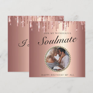 Chic Glitter Drips Photo Girlfriend Birthday Card