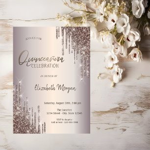 Chic Glitter Drips Quinceañera Invitation