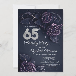 Chic Glitter Drips Rose Gold 65th Birthday  Invitation