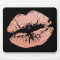 Chic Glitter Effect Rose-Gold Lips Black Mousepad