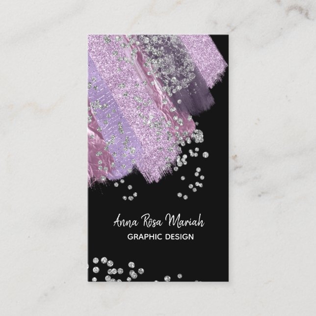 *~* Chic Glitter Girly Feminine Abstract Exciting Business Card (Front)
