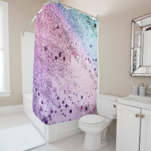 Chic Glitter Glam 4 (Unicorn Colours) #art #glitte Shower Curtain