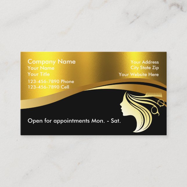 Chic Glitter Glam Beauty Salon Business Cards (Front)