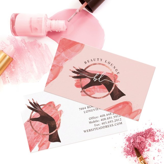 Chic Glitter Glam Nail Art Manicure Salon Monogram Business Card (Creator Uploaded)