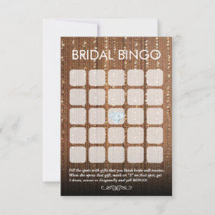 Chic Glitter Gold String 5x5 Bridal Bingo Cards