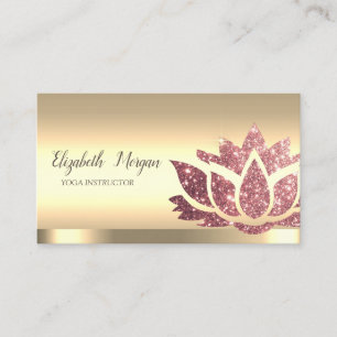 Chic Glitter Lotus Flower Gold Yoga Instructor Business Card