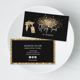 Chic Glitter Mobile Spray Tans Black Gold Tanning Business Card