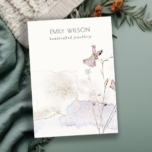 Chic Glitter Pressed Flowers Blank Jewellery Displ Business Card