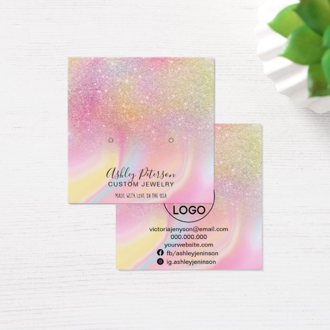 Chic glitter rainbow studs earrings display (Desk)