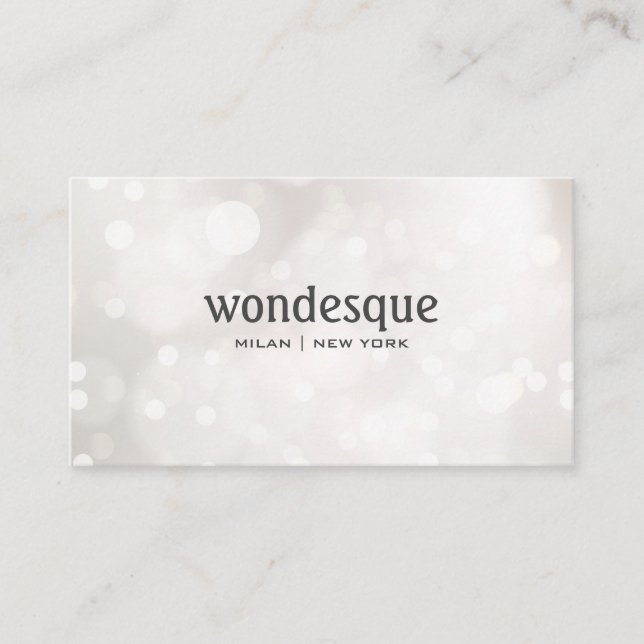 Chic Glitter Silver White Bokeh event planner Business Card (Front)