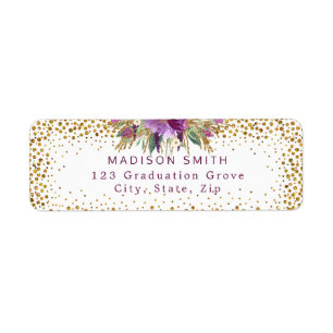 Chic Glitter Watercolor Flowers Gold Confetti