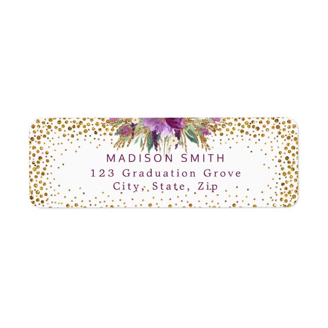 Chic Glitter Watercolor Flowers Gold Confetti (Front)