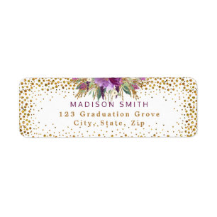Chic Glitter Watercolor Flowers Gold Confetti