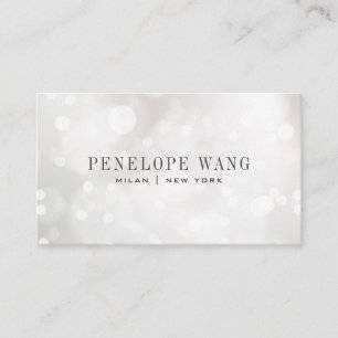 Chic Glitter Whimsy Silver White Bokeh Business Card