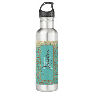 Chic Glittery Feathers Monogram      710 Ml Water Bottle