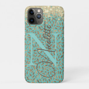 Chic Glittery Feathers Monogram Case-Mate iPhone 11 Pro Case