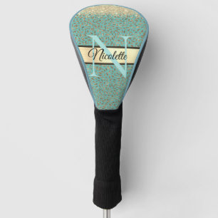 Chic Glittery Feathers Monogram       Golf Head Cover