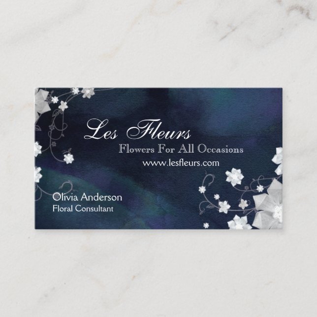 Chic Glittery Flowers Florist Business Card (Front)