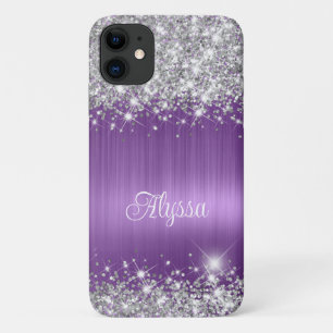Chic Glittery Purple Amethyst Glam Name iPhone 11 Case