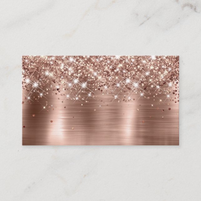 Chic Glittery Rose Gold Foil Blank Place Card (Front)