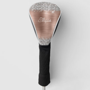 Chic Glittery Rose Gold Glam Name Golf Head Cover