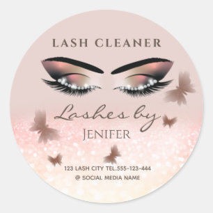 Chic glittery sparkle lash extension lash cleaner classic round sticker