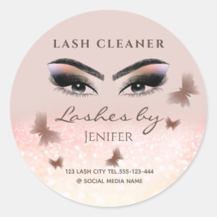 Chic glittery sparkle lash extension lash cleaner classic round sticker