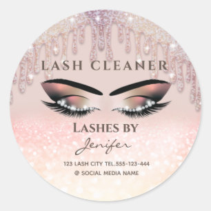 Chic glittery sparkle lash extension lash cleaner classic round sticker