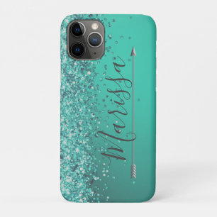 Chic Glittery Turquiose Personalised   iPhone 11 Pro Case