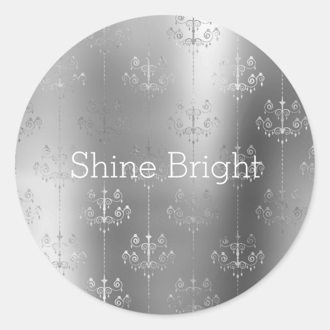 Chic Glitz Silver Glam Chandeliers  Classic Round Sticker (Front)