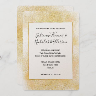 Chic Glitzy Gold Wedding Invites
