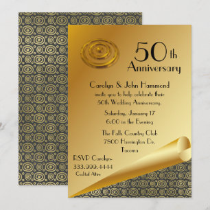 Chic Gold 50th Wedding Anniversary Invitation