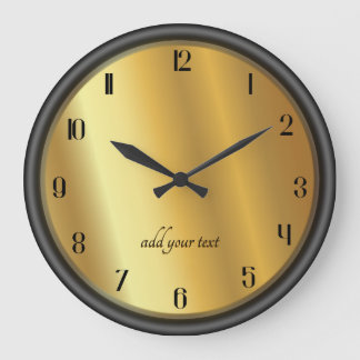 Chic Gold and Black Effect Personalized Large Clock