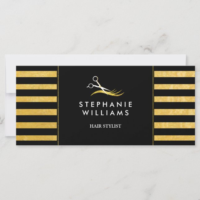 Chic Gold and Black Hair Salon Gift Certificate (Front)